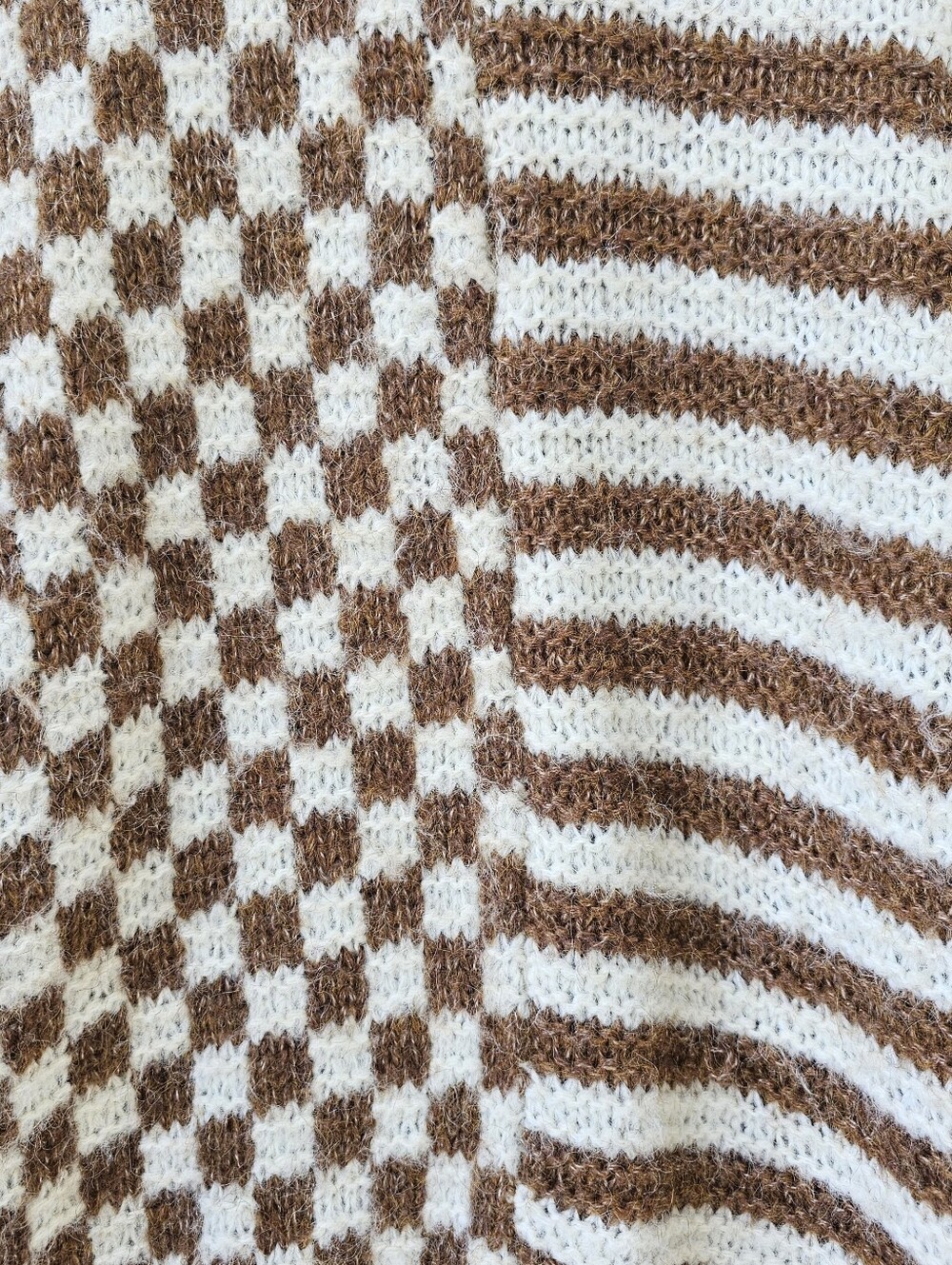 Altar'd State Checkered Striped Colorblock Knit Oversized Pullover Sweater Small - Picture 4 of 7
